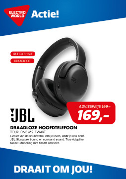 JBL Draadloze hoofdtelefoon 30,- korting