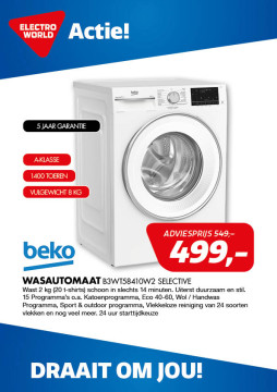 Beko Wasautomaat B3WT58410W2 SELECTIVE