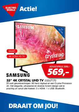 Samsung 55 Inch 4K Crystal UHD TV 569,-