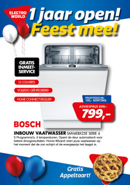 Bosch INBOUW vaatwasser SMV4EBX25E 799,-