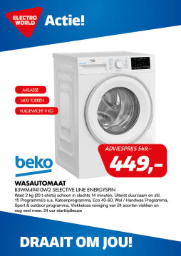 Beko Wasautomaat B3WM49410W2 Selective Line EnergySpin