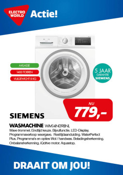 Siemens WASMACHINE WM14N098NL