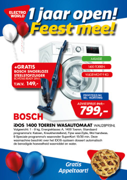 Bosch wasautomaat Gratis steelstofzuiger