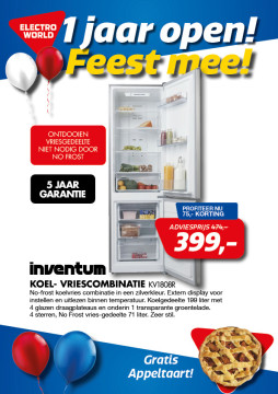 Inventum koel- vriescombinatie KV1808R