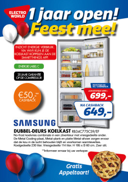 Samsung DUBBEL-DEURS KOELKAST 599,-