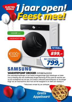 Samsung WARMTEPOMP DROGER 100,- cashback